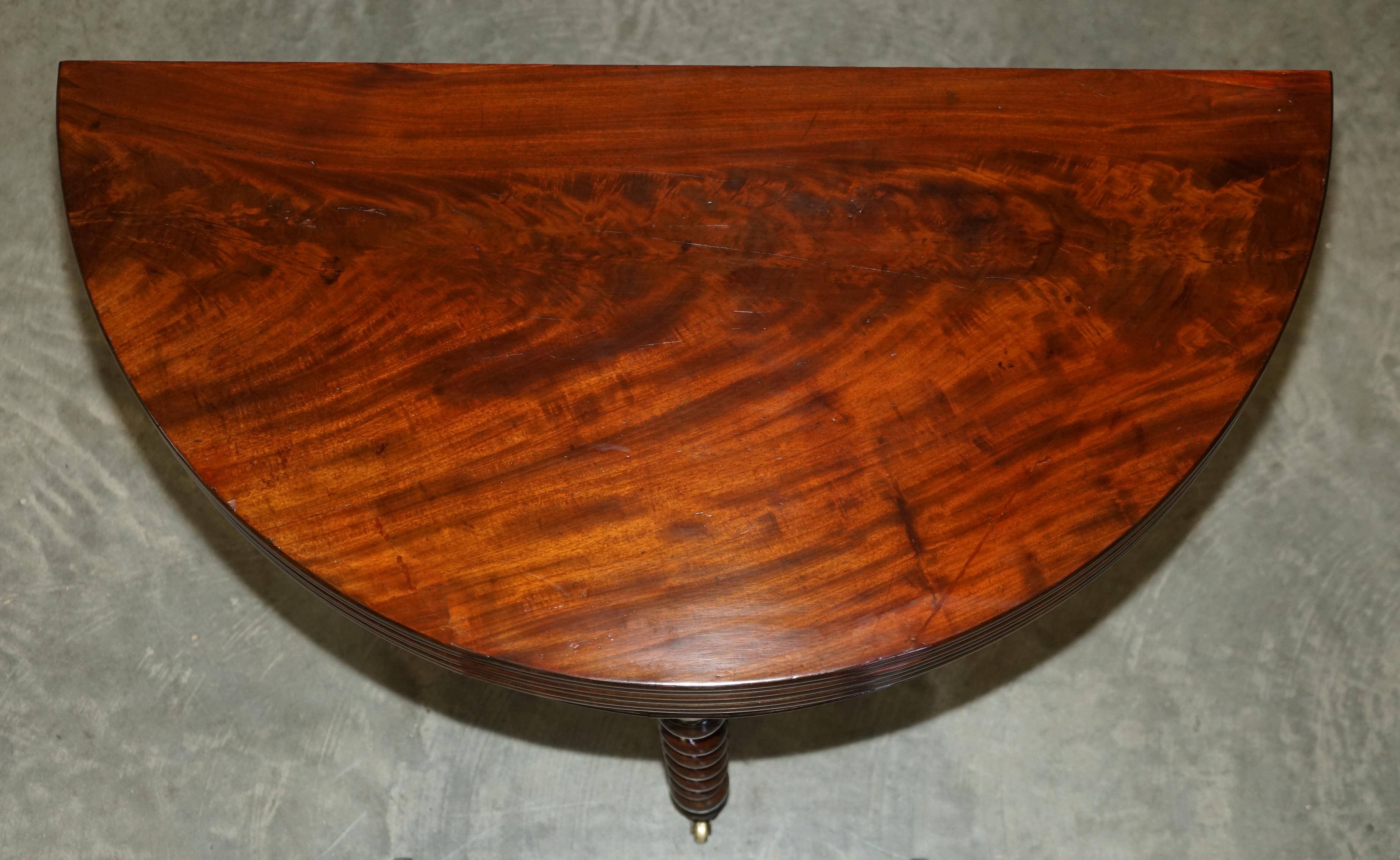 Hardwood CIRCA 1800 FULLY RESTORED FRENCH DiRECTORIE DEMI LUNE EXTENDING CARD GAMES TABLE For Sale