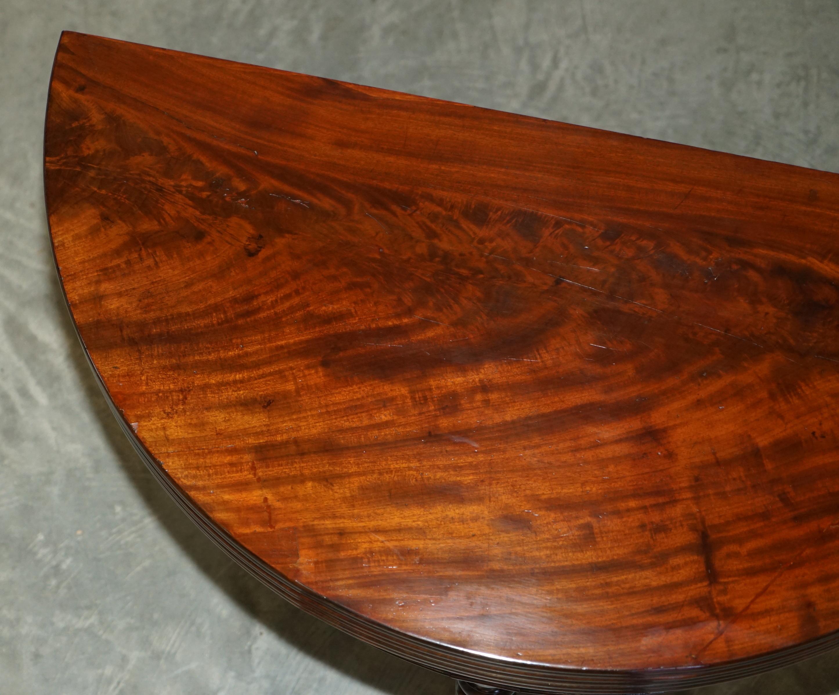 Hardwood CIRCA 1800 FULLY RESTORED FRENCH DiRECTORIE DEMI LUNE EXTENDING CARD GAMES TABLE For Sale