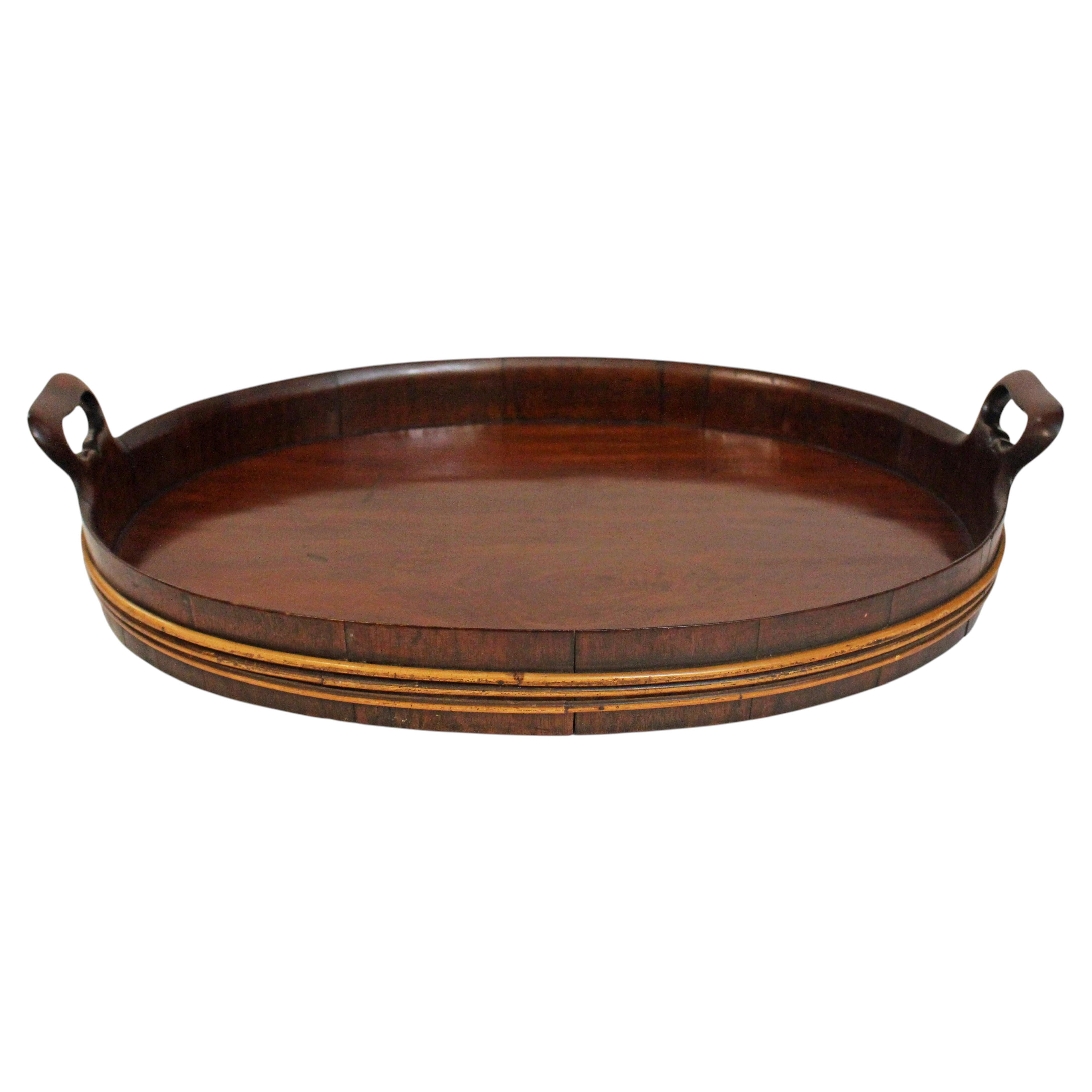 Circa 1800 Georgian Period English Oval Wooden Serving Tray