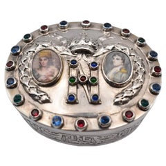 Circa 1800 Georgian Silver Box In Tribute To Young Napoleon, Josephine & Child
