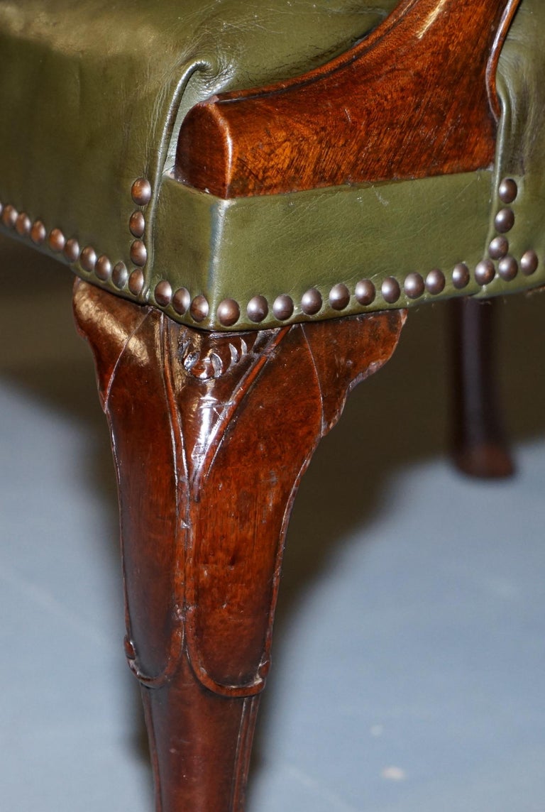 Gothic Revival Irish Chesterfield Leather Carver Armchair, circa 1800 For Sale at 1stDibs