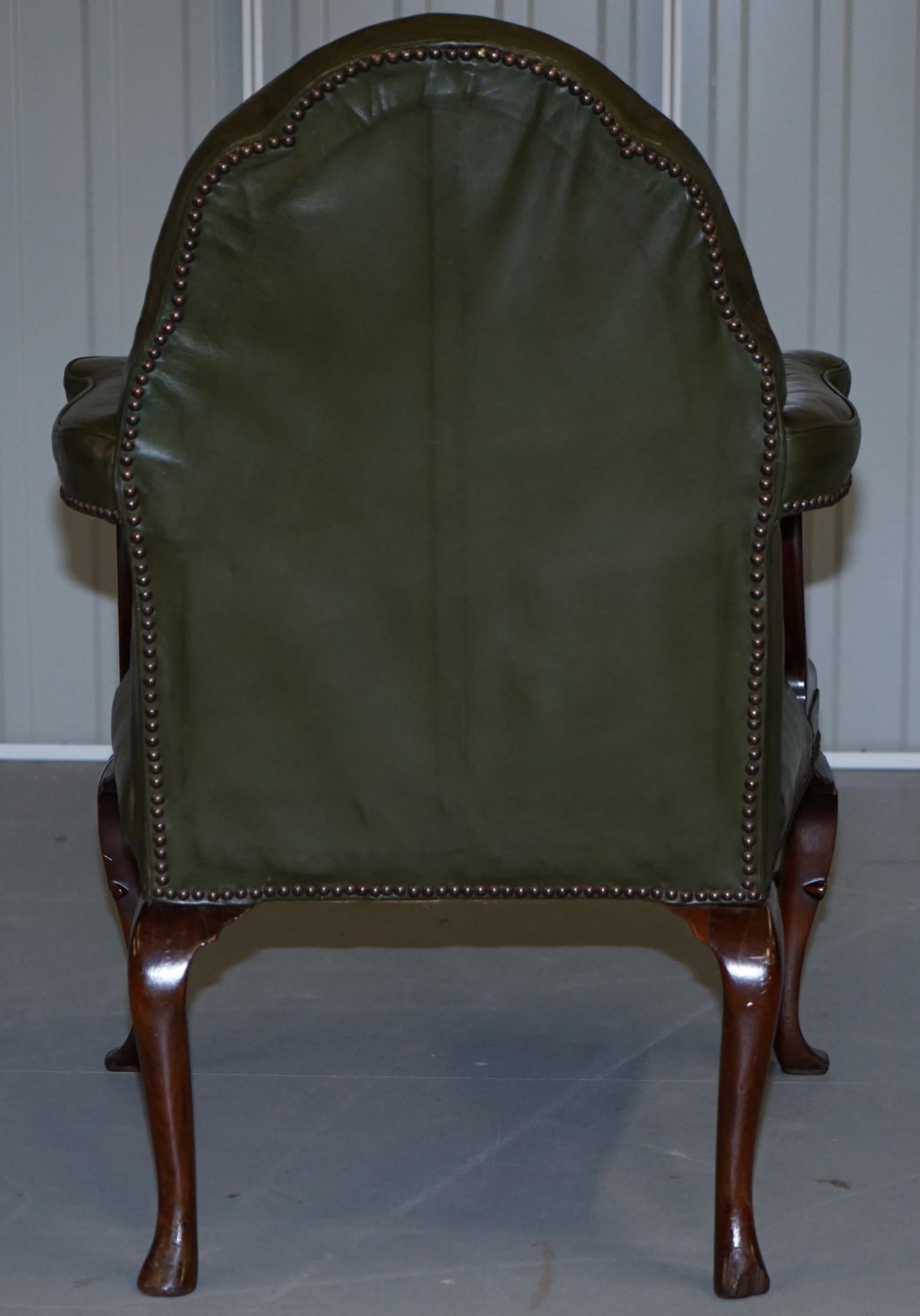 Gothic Revival Georgian Irish Chesterfield Leather Carver Armchair, circa 1800 For Sale 11