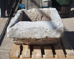 Circa 1800 Hand Carved Limestone Wash Trough from Charleval, France