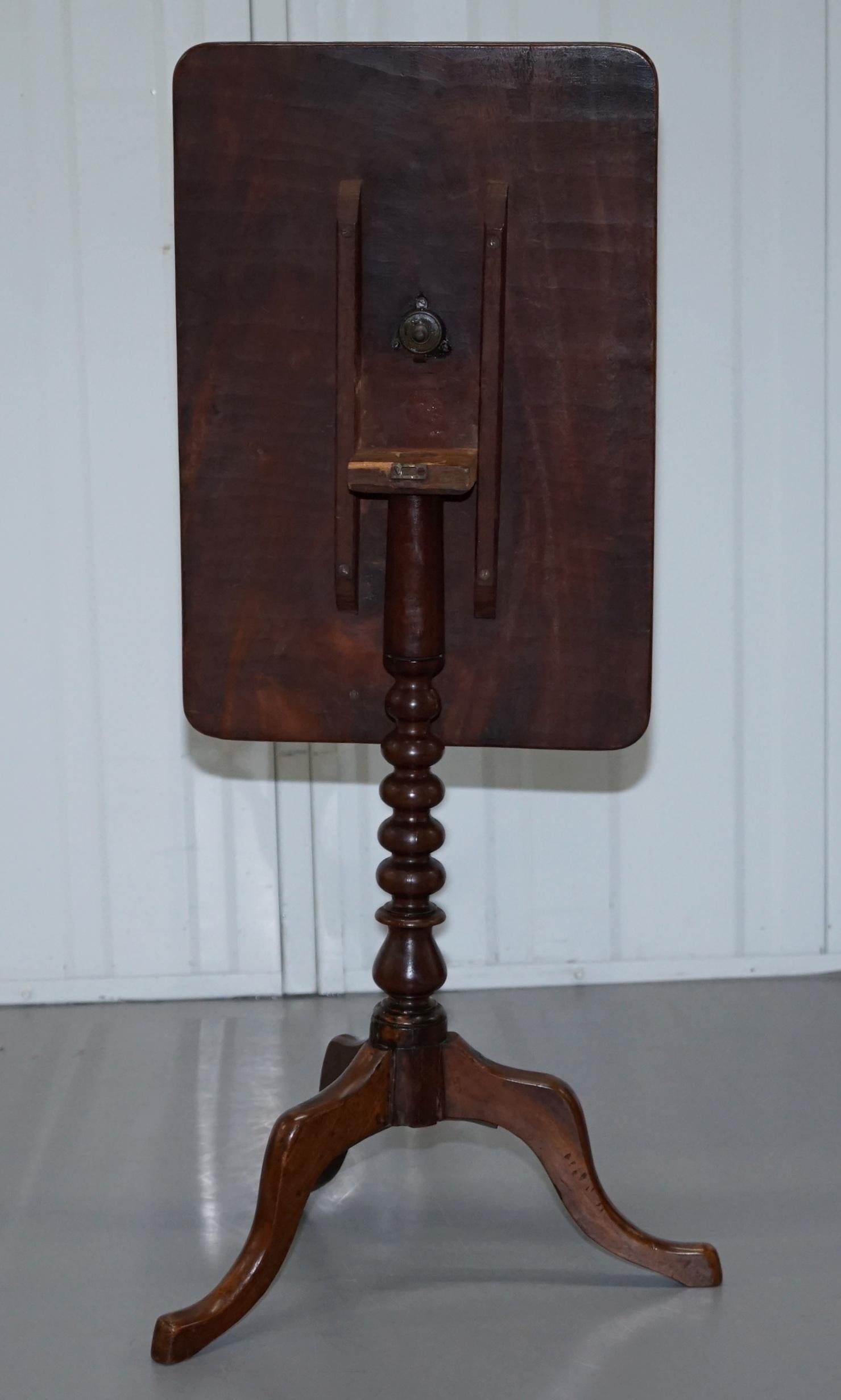 Hand Sawn Georgian Tripod Side Table in Walnut with Tilt Top Function circa 1800 14