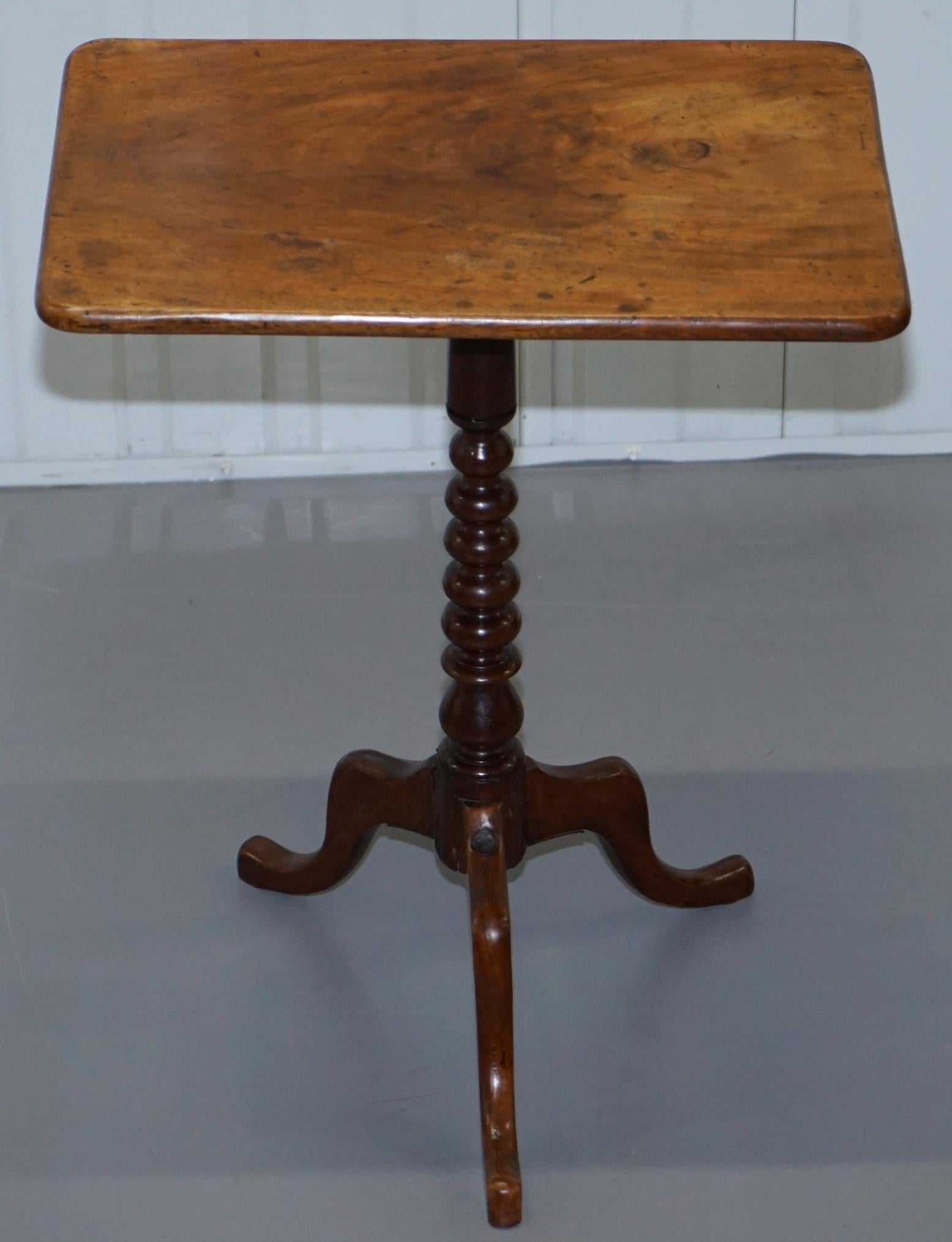 We are delighted to this lovely circa 1800 Walnut tilt top side table 

A good looking well made and multi functional piece of furniture, ideally suited as a lamp wine or even games card table, the tilt top function is great for space