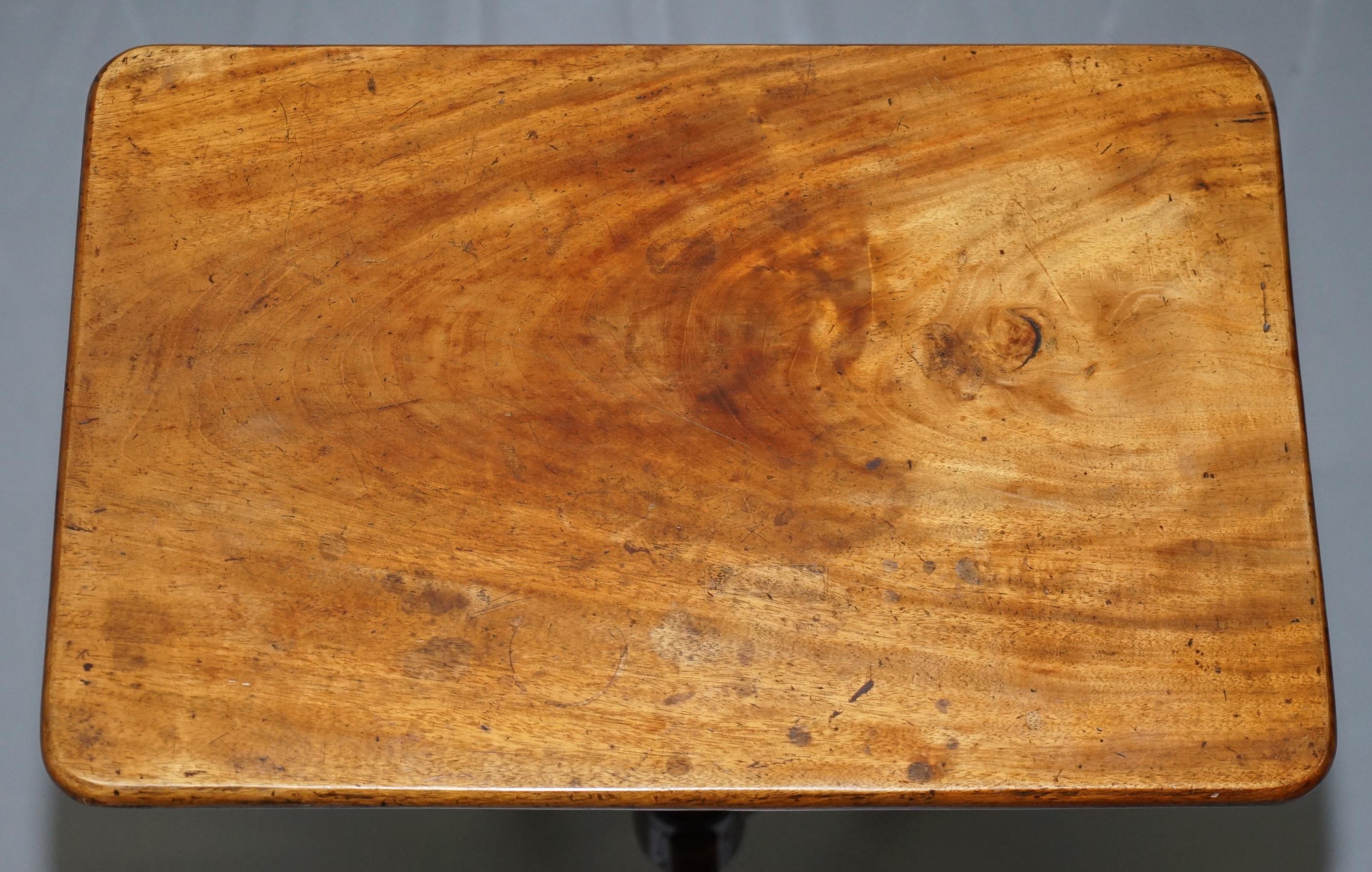 English Hand Sawn Georgian Tripod Side Table in Walnut with Tilt Top Function circa 1800