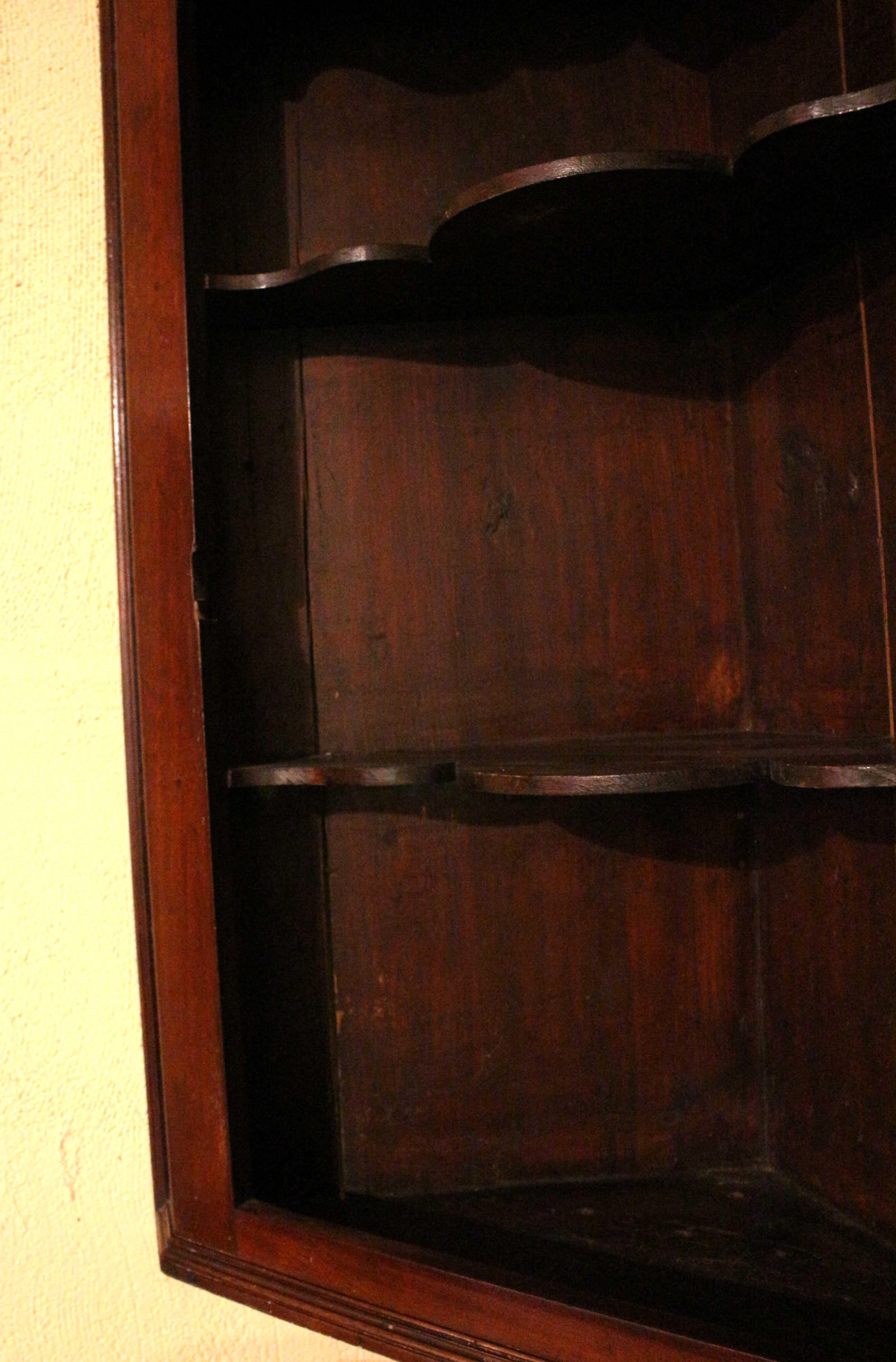 George III Circa 1800 English Hanging Blind Door Corner Cabinet For Sale
