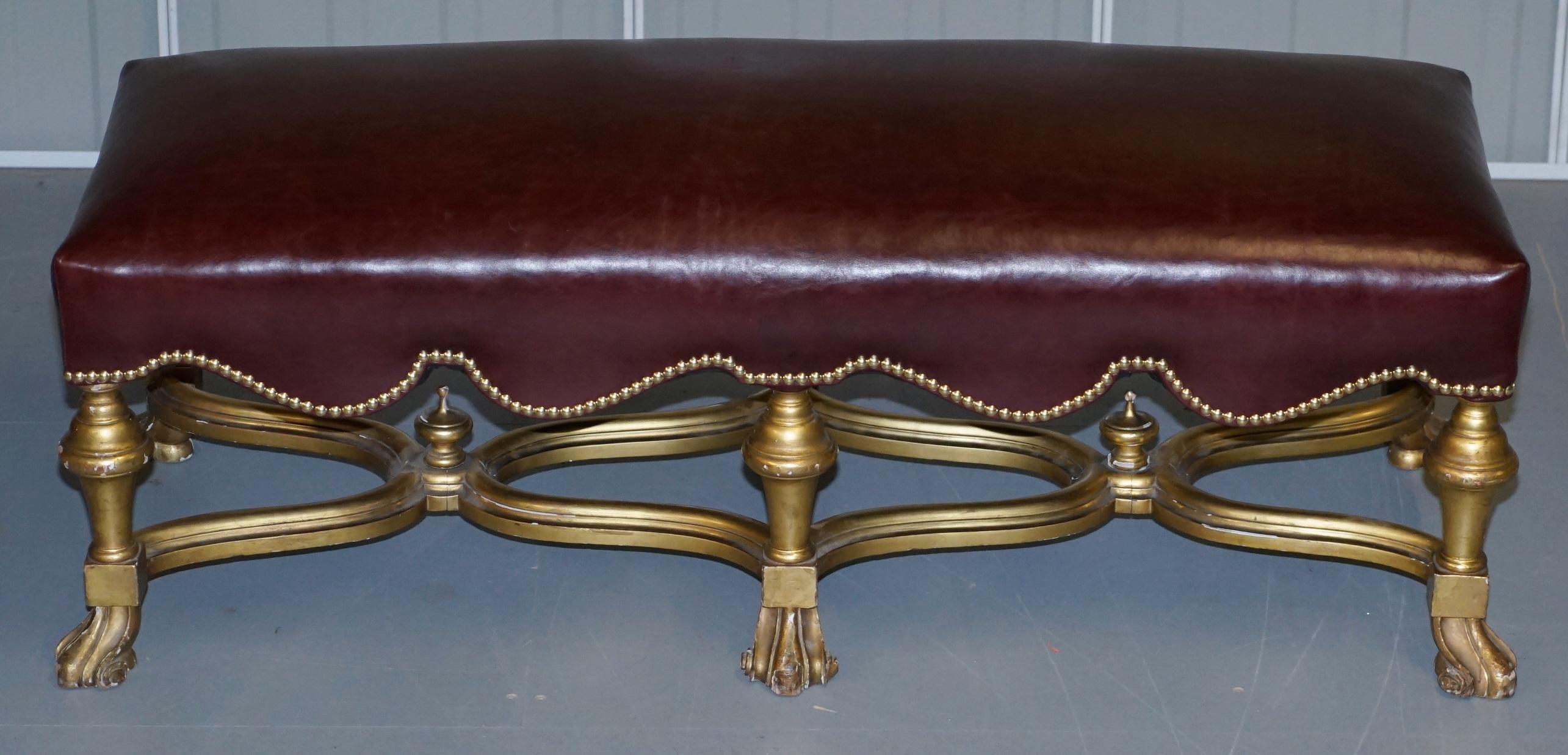 We are delighted to offer for sale this absolutely stunning Italian giltwood Baroque style bench stool with newly upholstered heritage oxblood leather top

This stool is sublime… The pictures don’t come close to doing it justice, this is fine