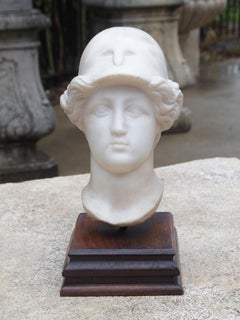 Italian Marble Head on Wooden Base, circa 1800