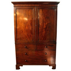 circa 1800 Mahogany Linen Press