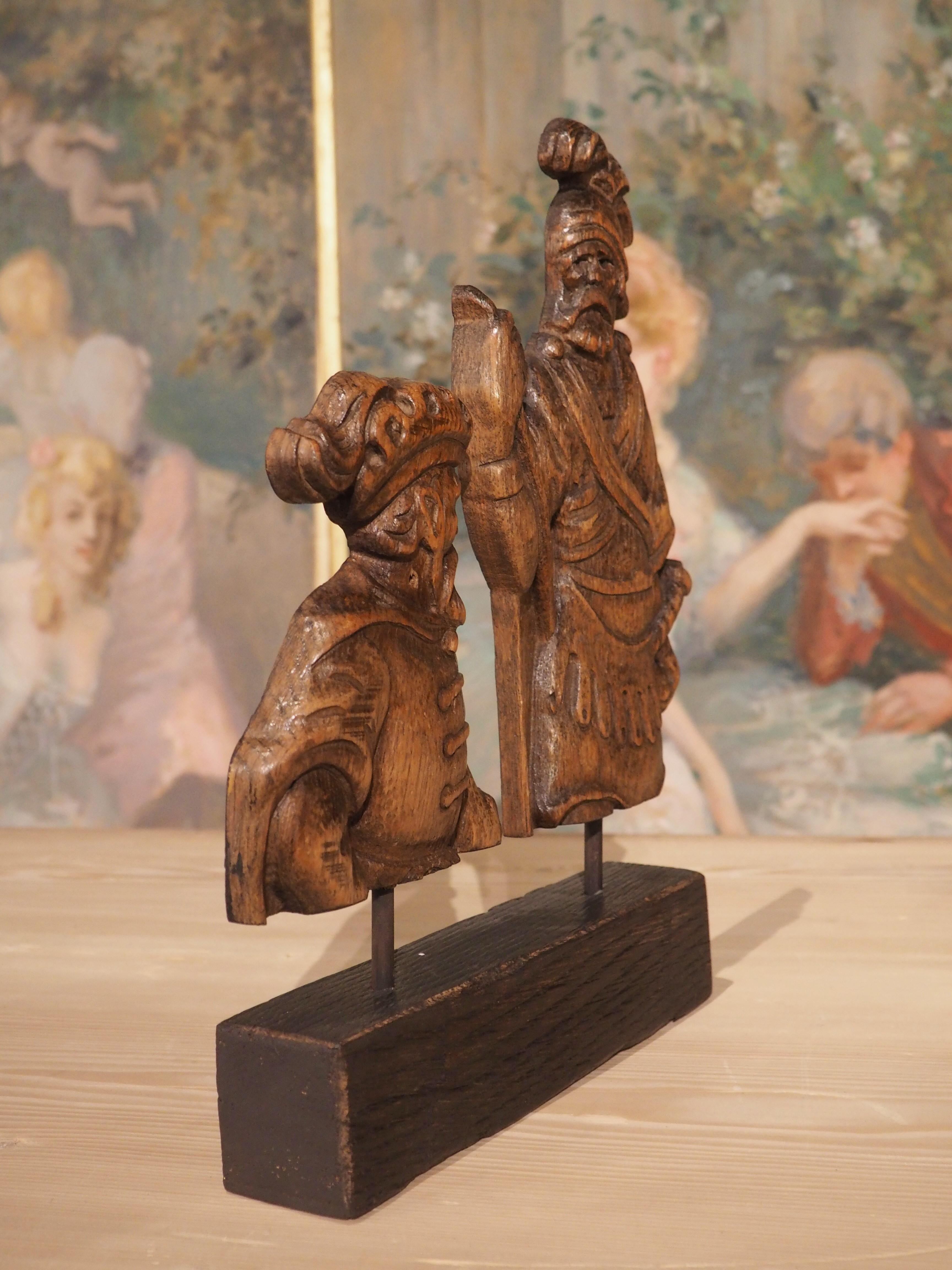 Circa 1800 Mounted Carved Oak Soldier Figures from Flanders For Sale 5