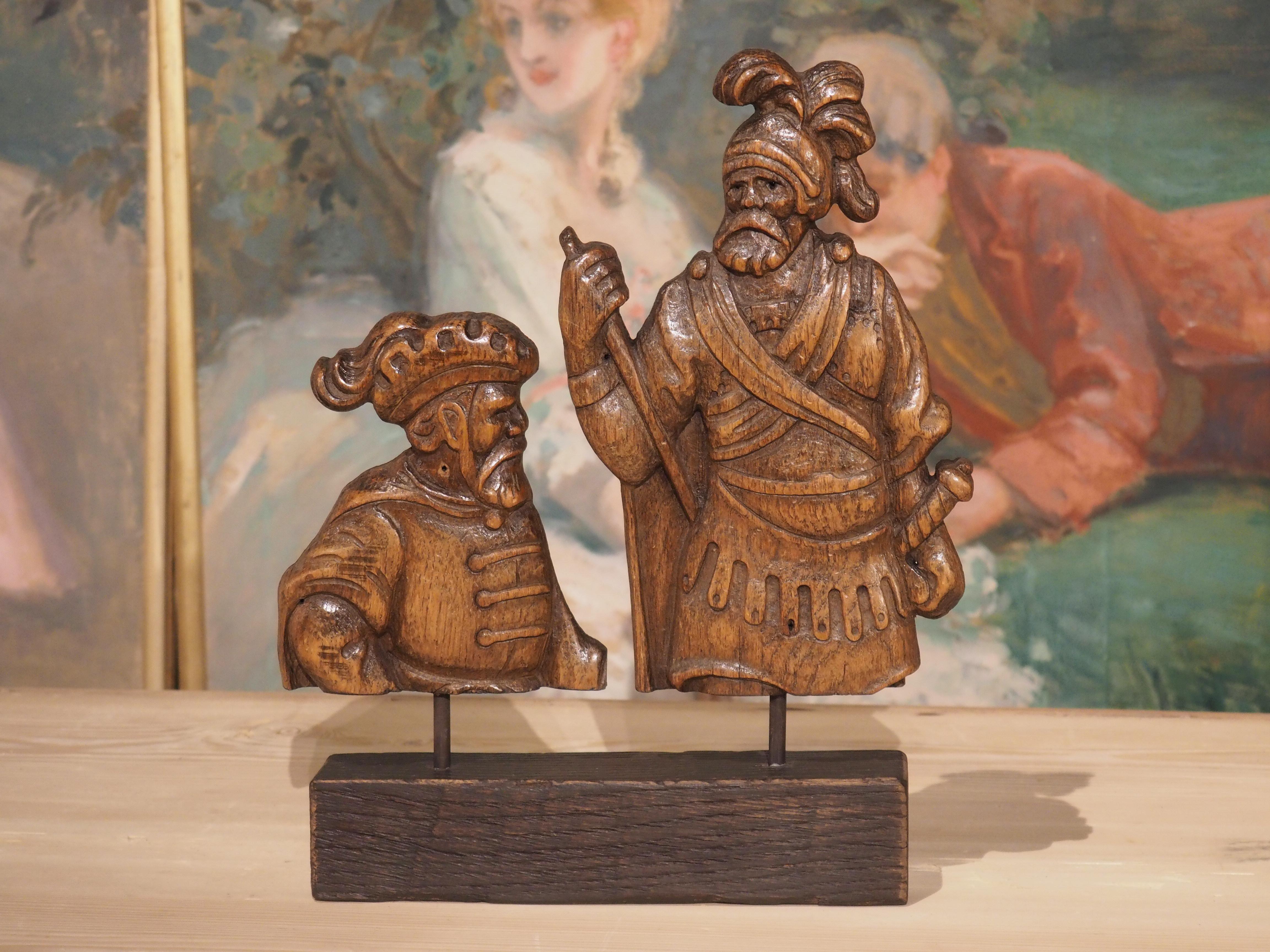 Circa 1800 Mounted Carved Oak Soldier Figures from Flanders For Sale 6