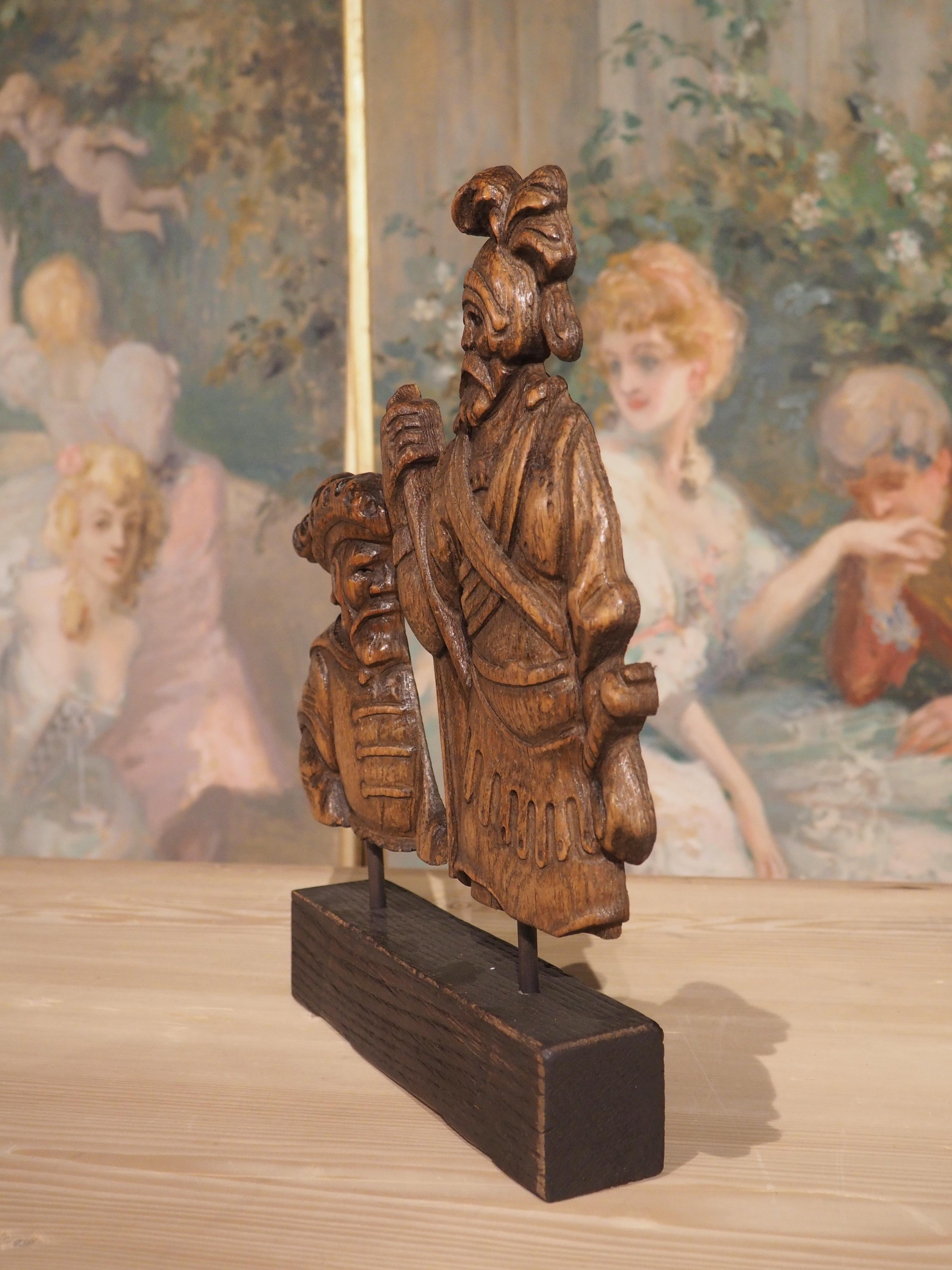 Circa 1800 Mounted Carved Oak Soldier Figures from Flanders For Sale 3