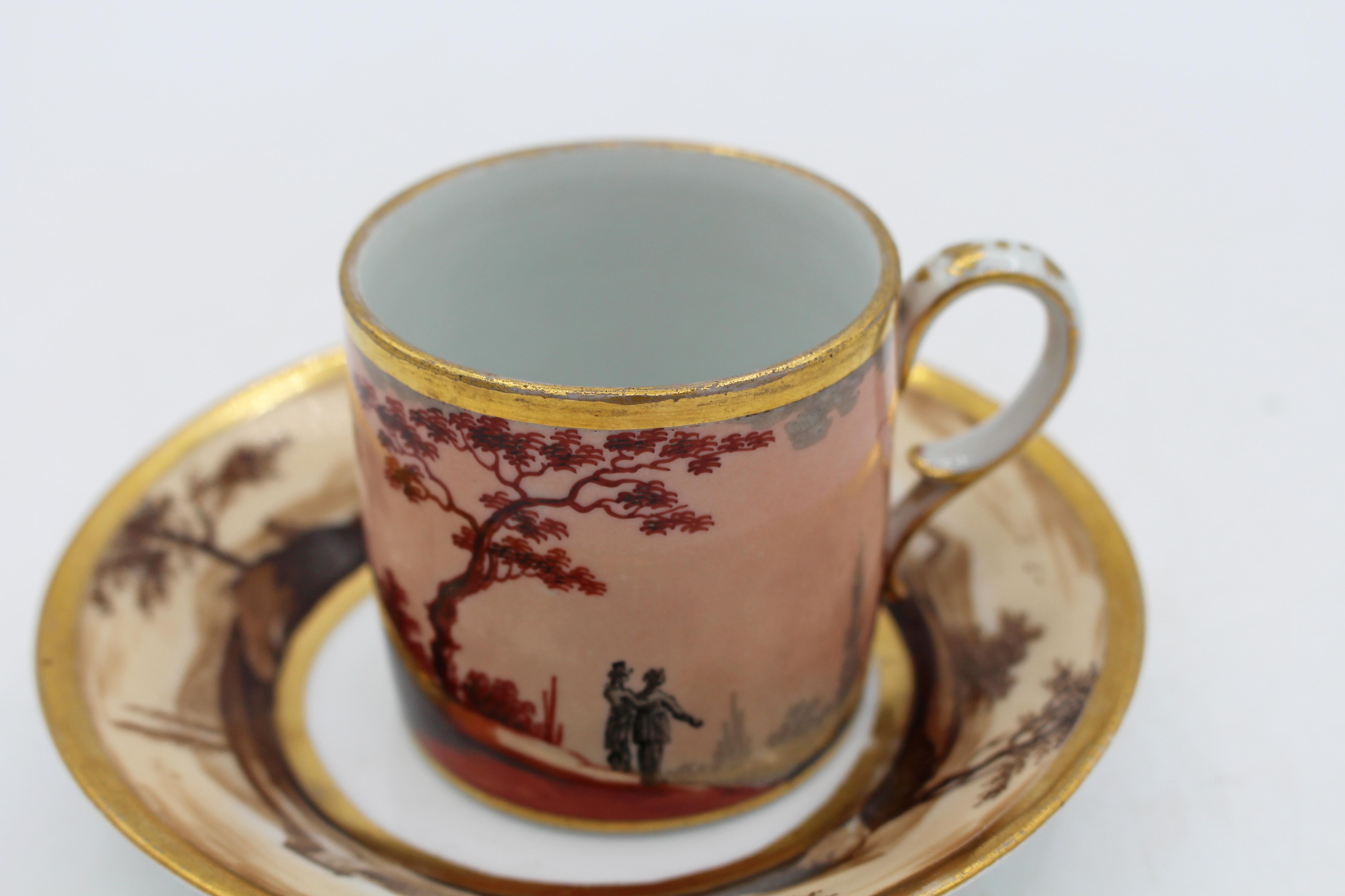 CIRCA 1800 Old Paris Porcelain (oder Kpm) Kaffeetasse & Untertasse im Angebot 3