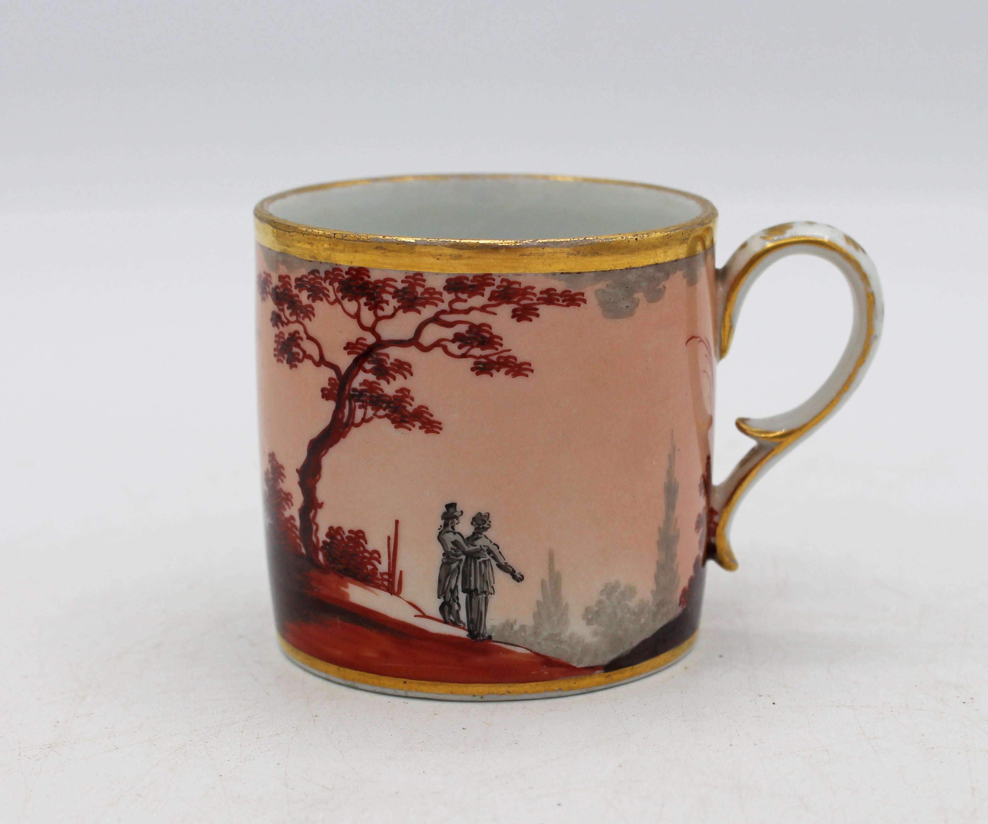 CIRCA 1800 Old Paris Porcelain (oder Kpm) Kaffeetasse & Untertasse (Neoklassisch) im Angebot