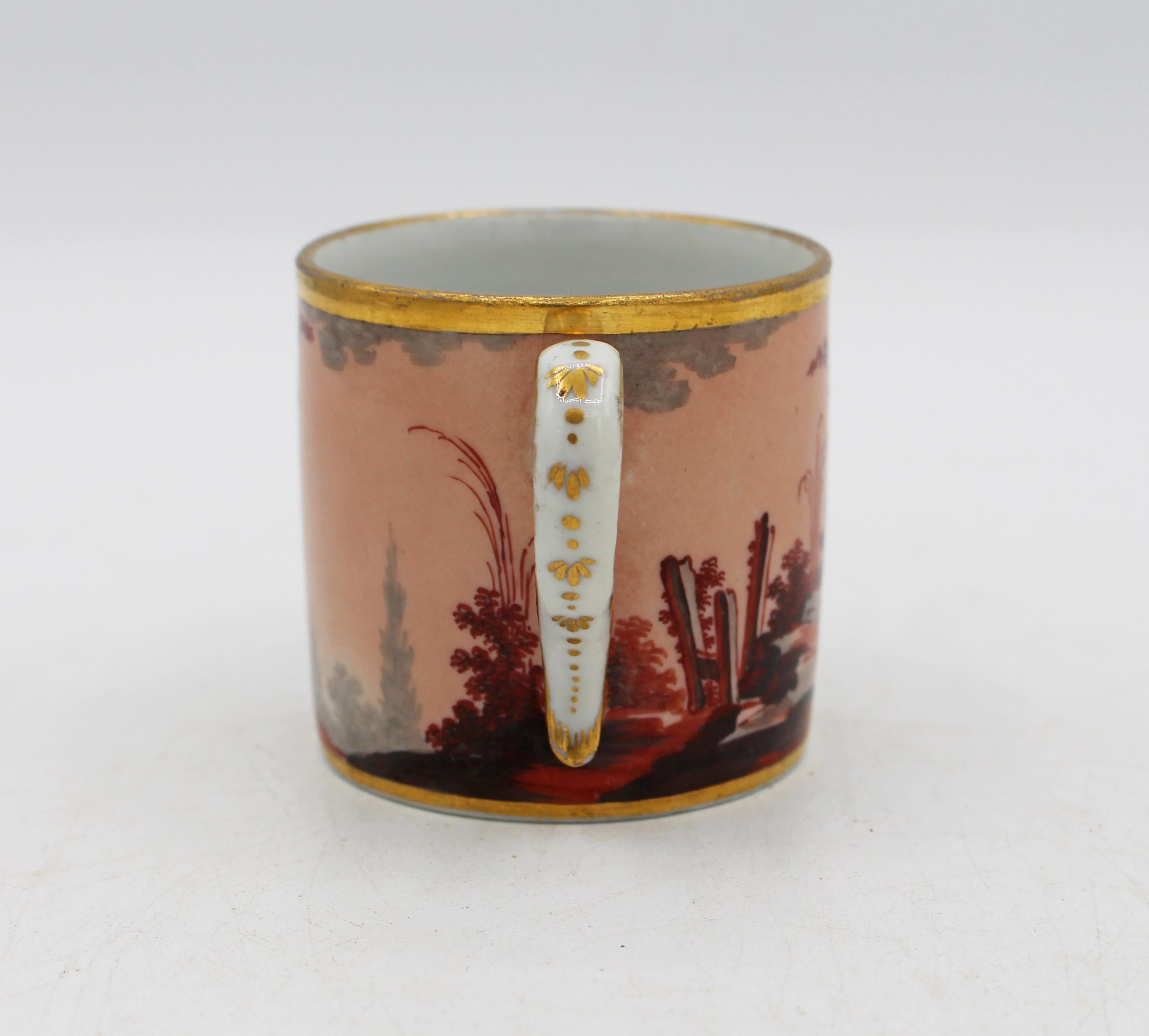 CIRCA 1800 Old Paris Porcelain (oder Kpm) Kaffeetasse & Untertasse (Deutsch) im Angebot