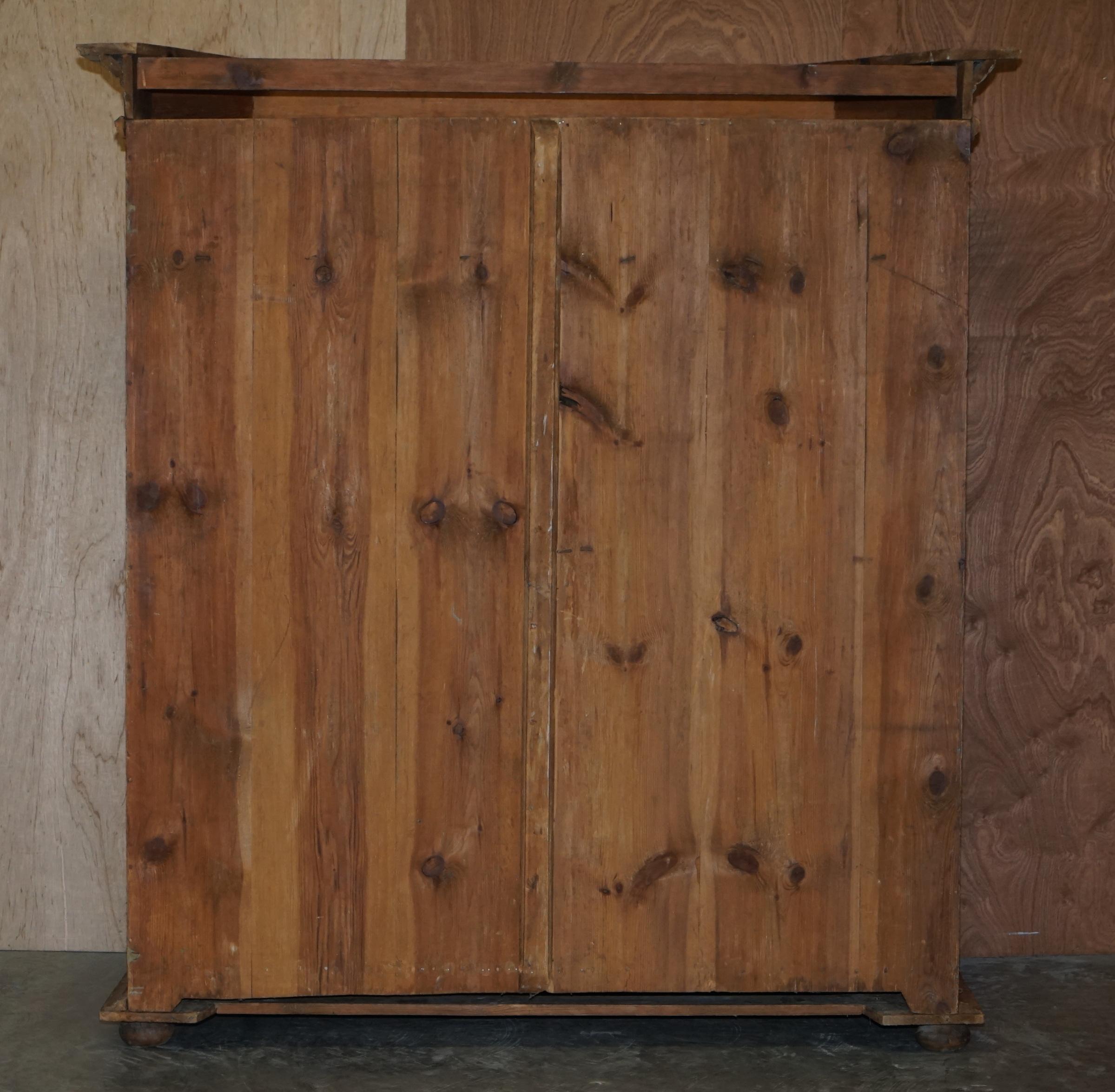 circa 1800 Sublime Hand Painted European Wardrobe or House Cupboard in Solid Oak For Sale 7