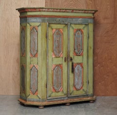 circa 1800 Sublime Hand Painted European Wardrobe or House Cupboard in Solid Oak