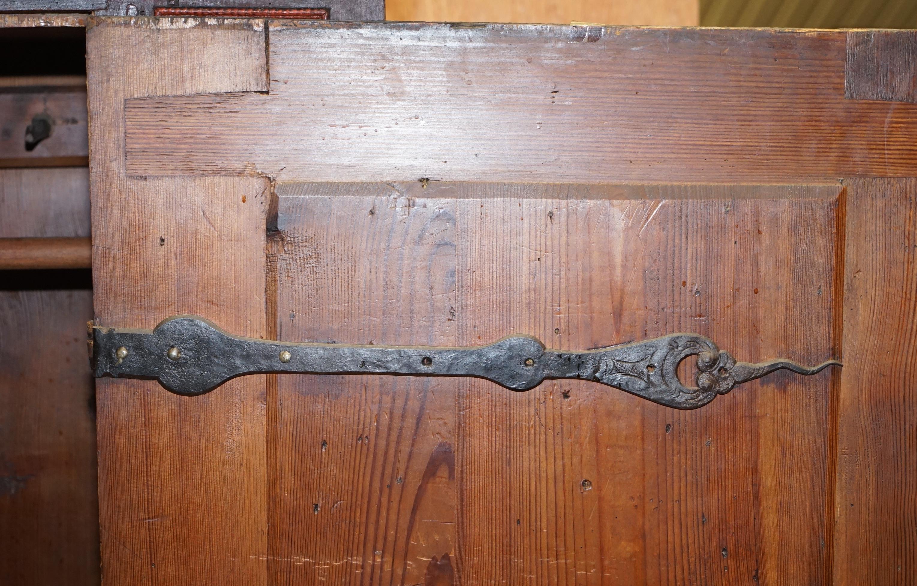 Circa 1800 Sumlime armoire ou placard européen en bois d'Oak Wood peint à la main en vente 5