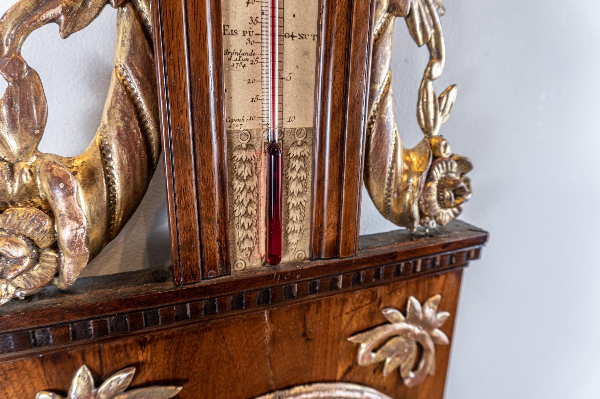 18th Century and Earlier Circa 1800 Swedish Gustavian Mahogany Barometer by Iohannes Lerra For Sale