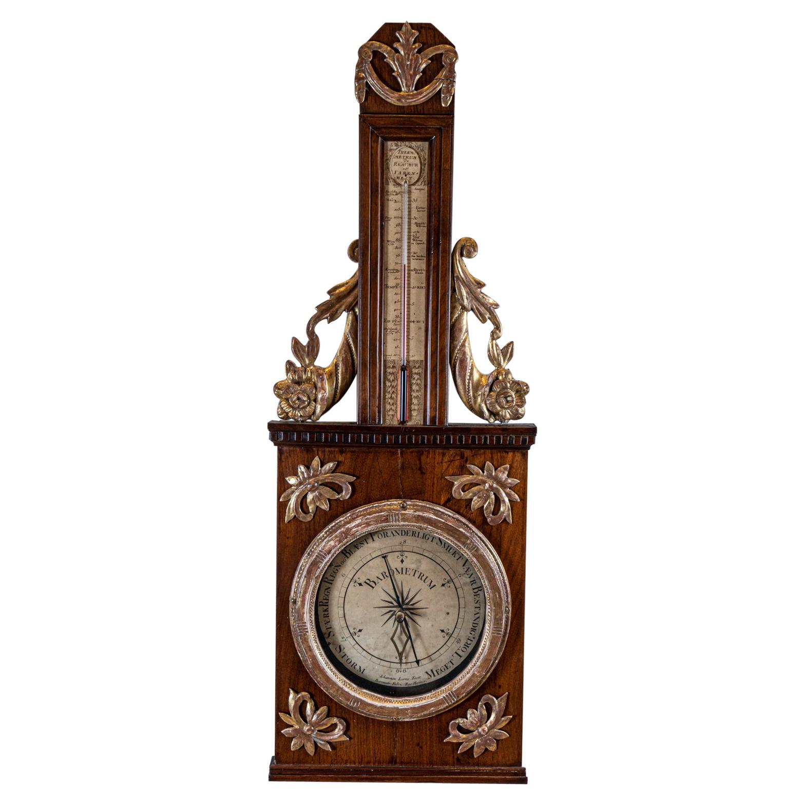 Circa 1800 Swedish Gustavian Mahogany Barometer by Iohannes Lerra For Sale