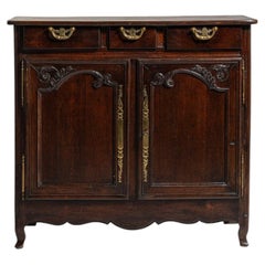 Circa 1800 Walnut Eclectic Buffet with Brass Accents in Original