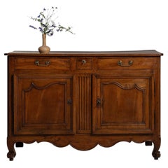 Circa 1800 Walnut Wood Louis XV Provençal Buffet in Original Patina