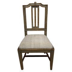 Antique Circa 1800s painted Gustavian side chair with decorative flower carving