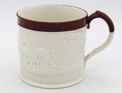 Circa 1805-1810 English Davenport Hunt Motif Stoneware Mug