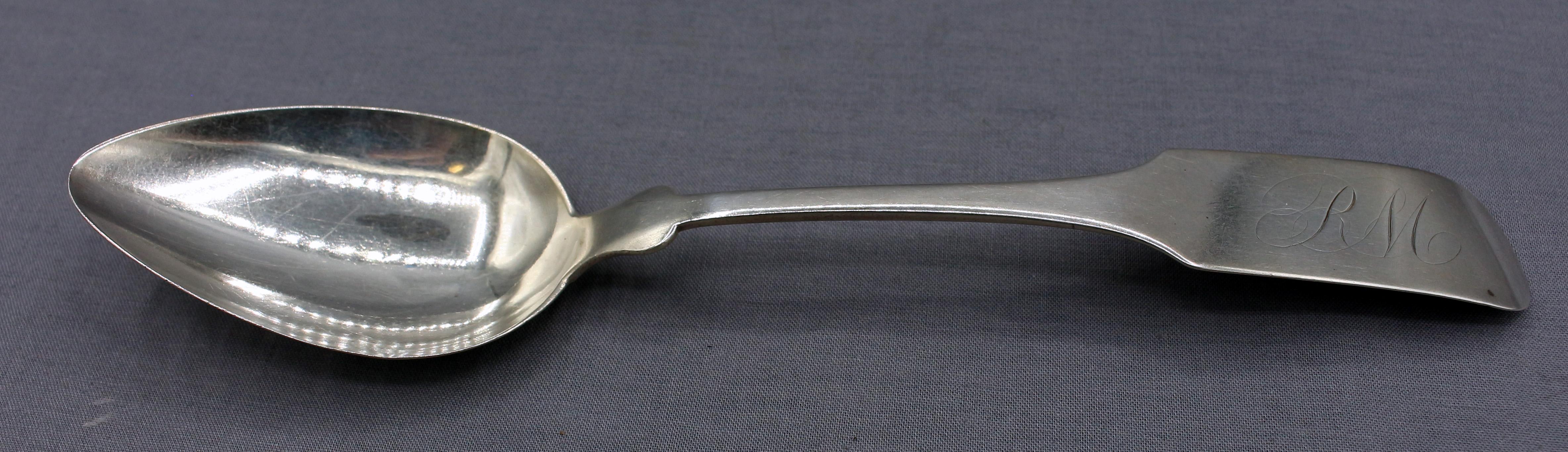 Neoclassico Set di 4 cucchiai da portata in argento con monete americane di Charles Davy, circa 1805 o 1810 in vendita
