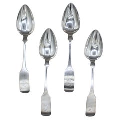 Antique Circa 1805 or 1810 Set of 4 American Coin Silver Serving Spoons by Charles Davis