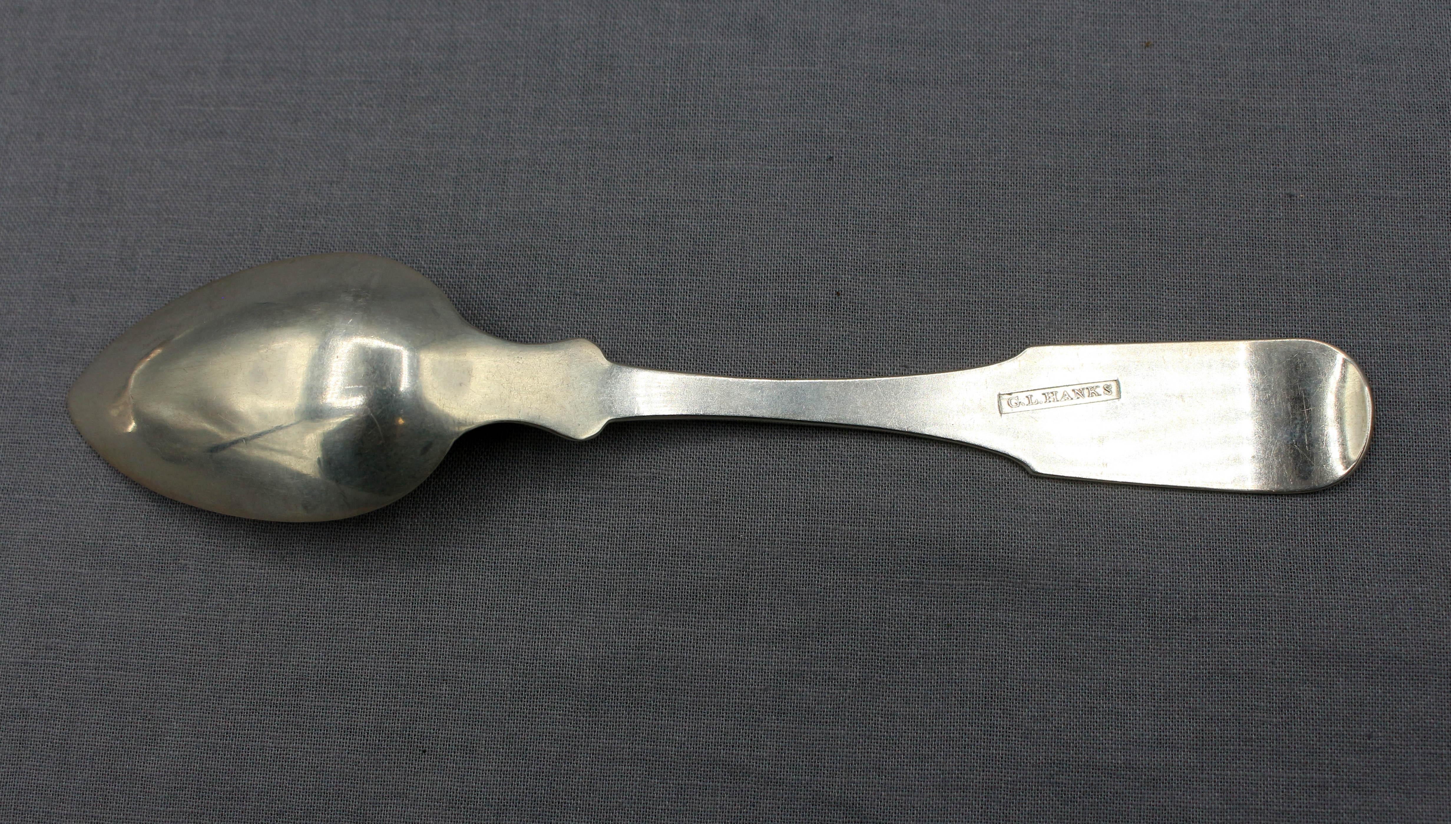 Americano Set di 6 cucchiaini d'argento con moneta americana di I.L.A., circa 1805. Hanks in vendita
