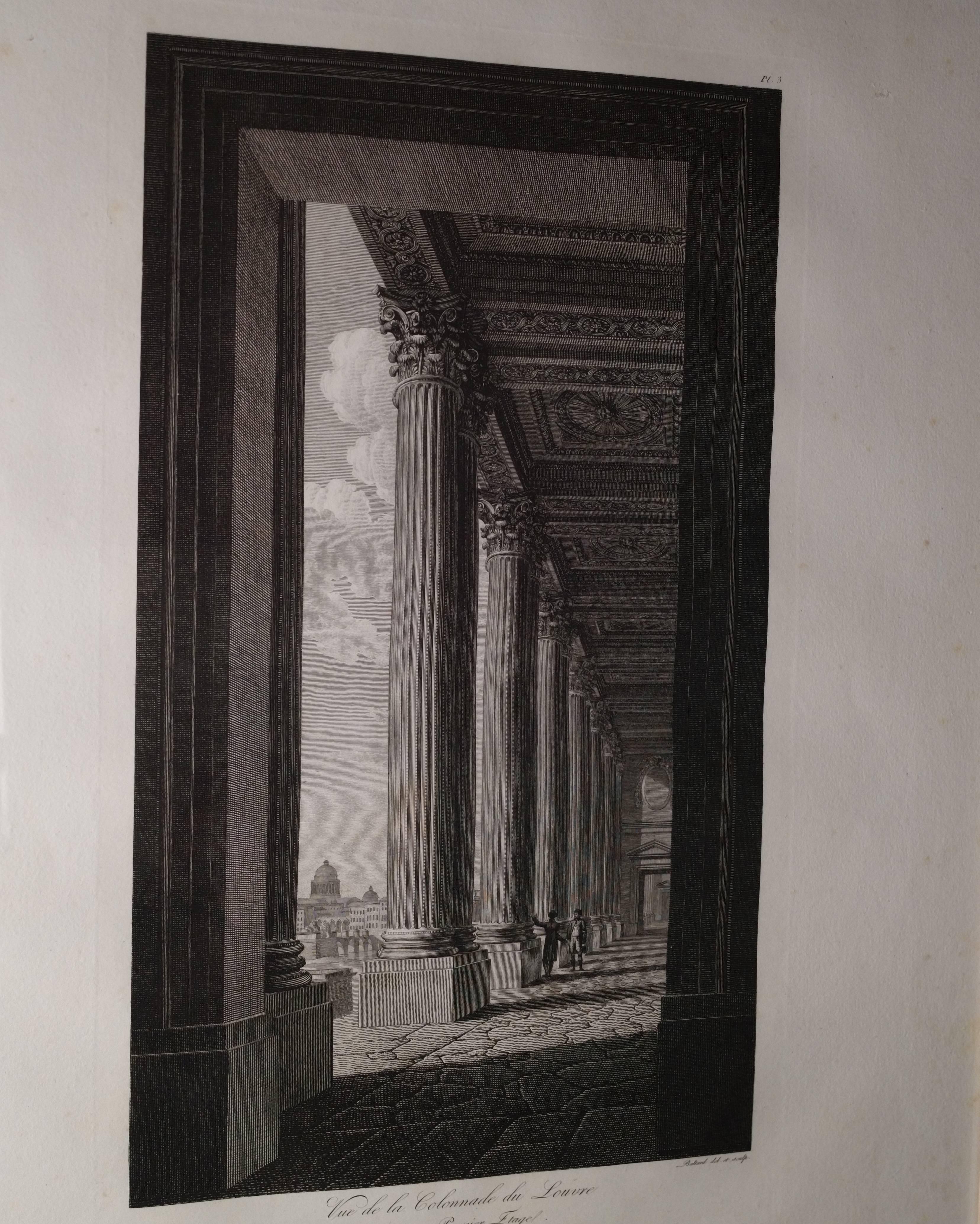 Early 19th Century Set of 9 Engravings, Views Palace of Le Louvre Paris, circa 1805 by Balard. For Sale