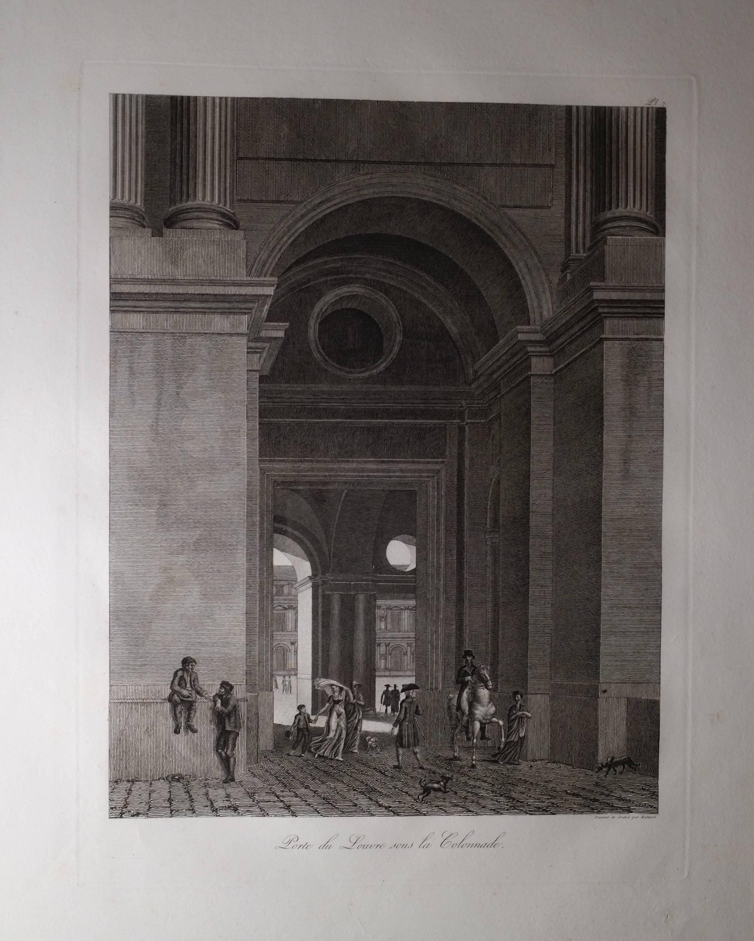 Set of 9 Engravings, Views Palace of Le Louvre Paris, circa 1805 by Balard. For Sale 1