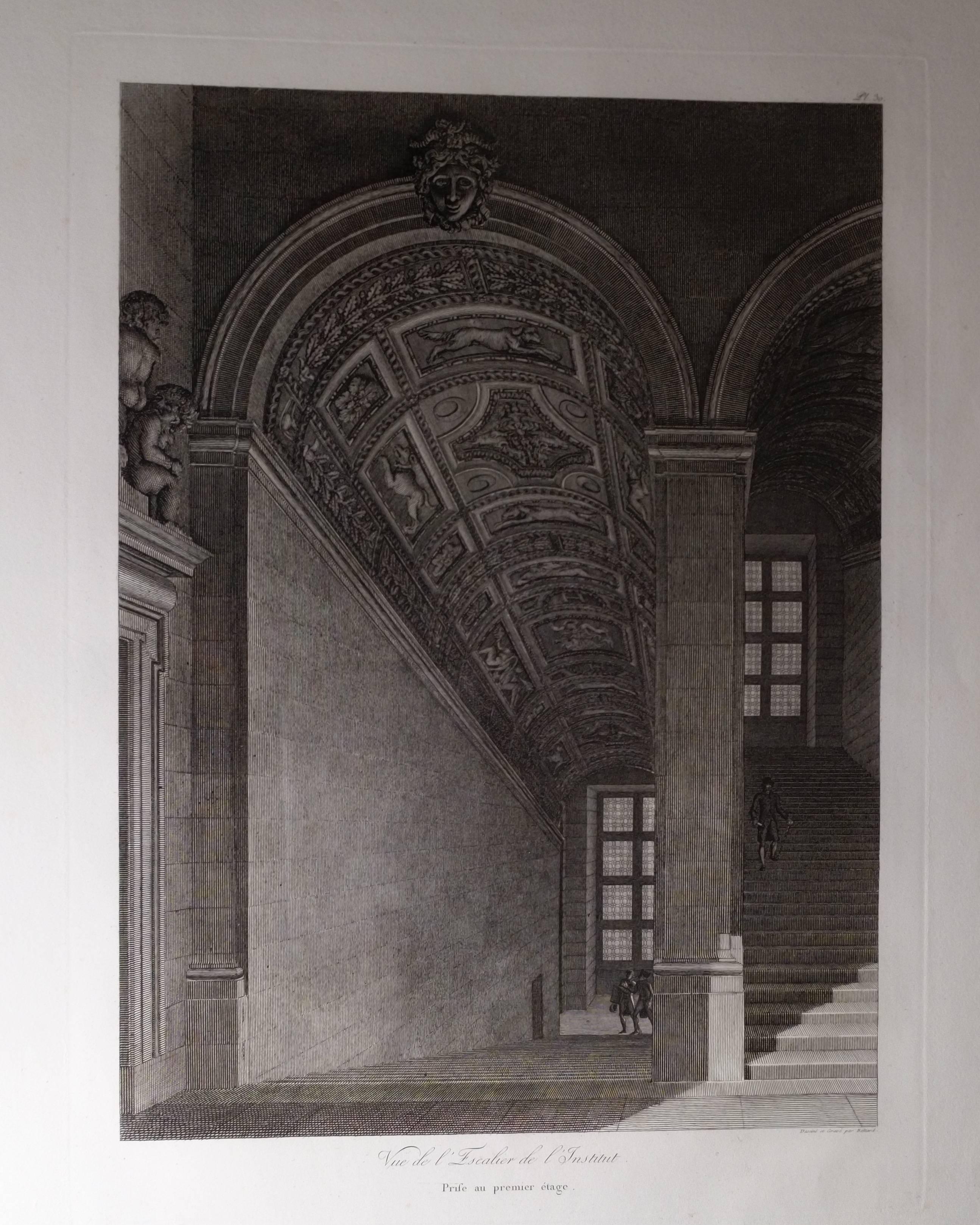 Set of 9 Engravings, Views Palace of Le Louvre Paris, circa 1805 by Balard. For Sale 3