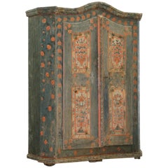 circa 1808 Sumlime Hand Painted French Wardrobe or Hall Cupboard in Oak Wood