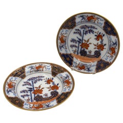 Antique Circa 1810-1820 Pair of Stone China Soup Plates by Davenport