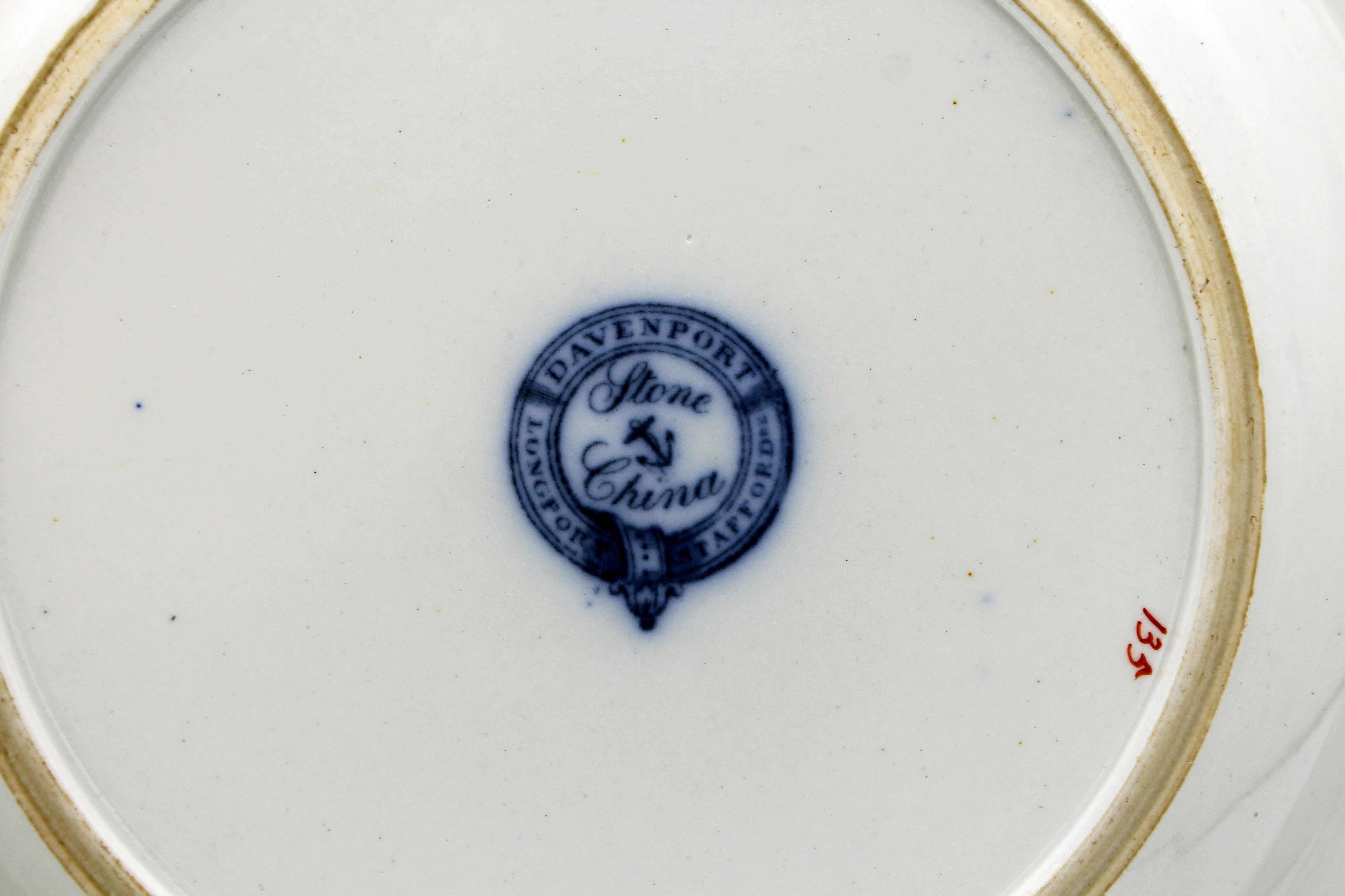 Circa 1810-20 Pareja inglesa de platos hondos de porcelana china de Davenport Georgiano en venta