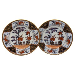 Antique Circa 1810-20 English Pair of Stone China Soup Plates by Davenport