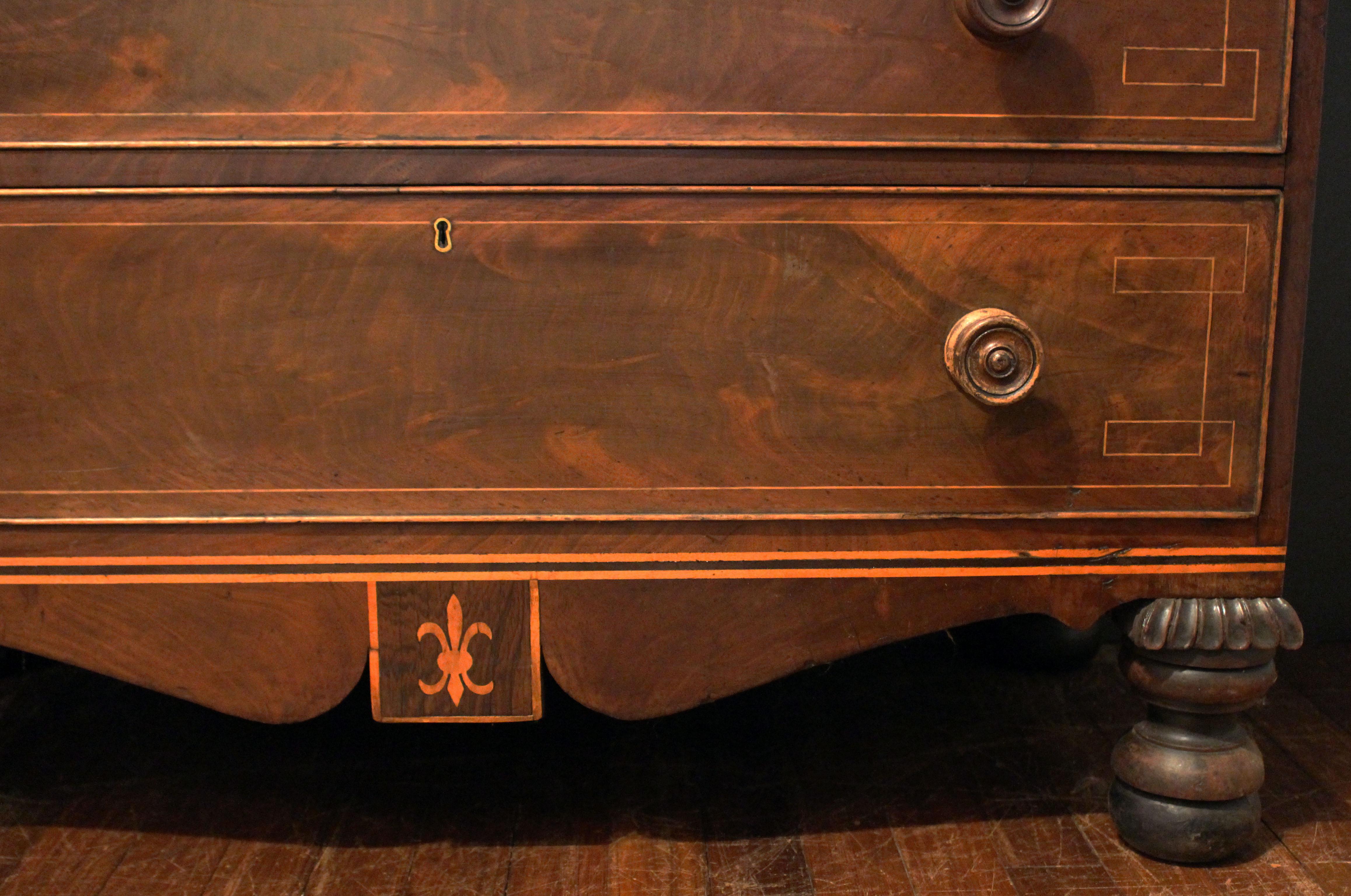 Circa 1810 Channel Island Chest of Drawers with Greek Key Stringing 1