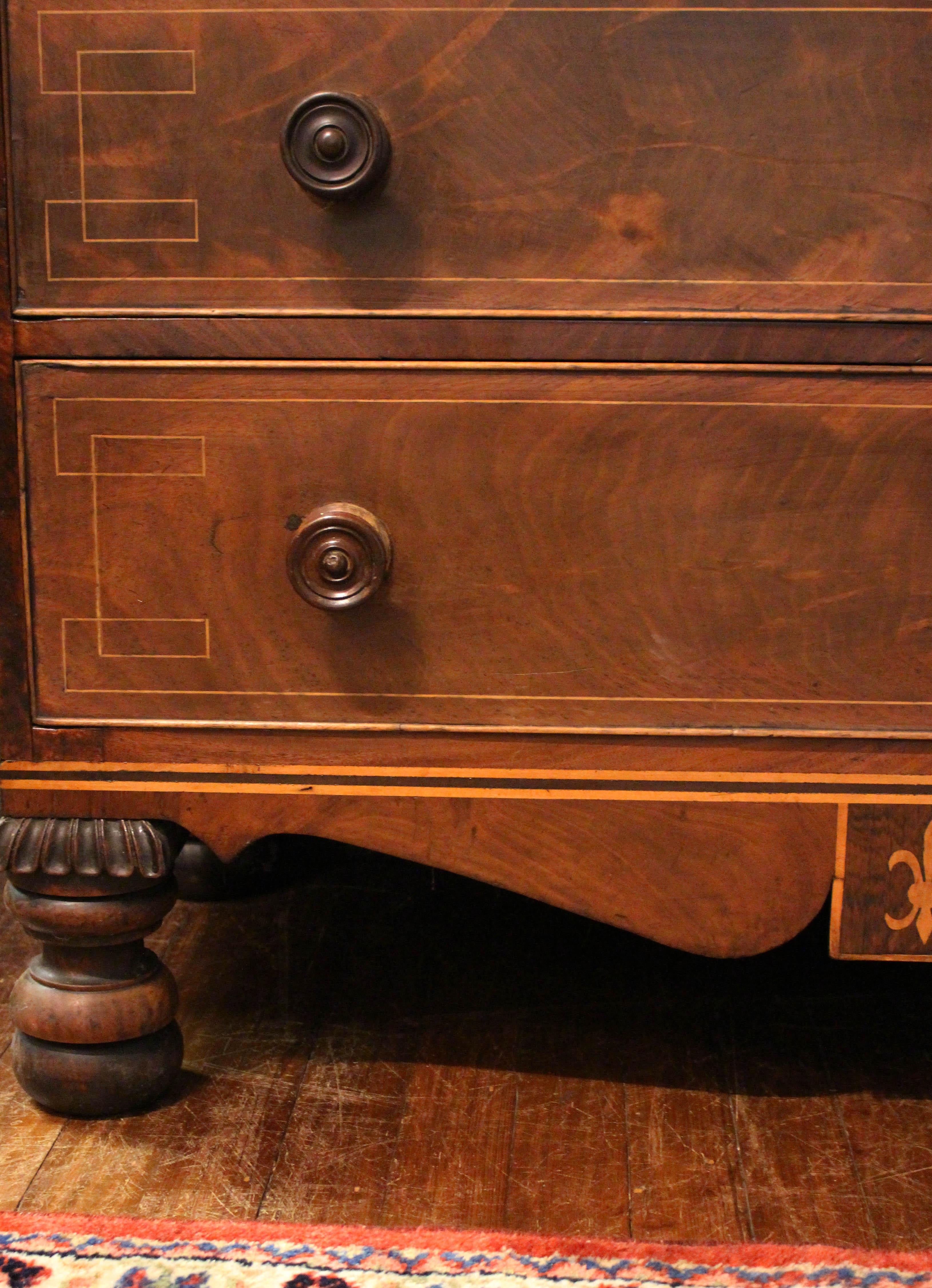 Circa 1810 Channel Island Chest of Drawers with Greek Key Stringing 2