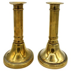 Circa 1810 Dutch Pair of Cast Brass Candlesticks