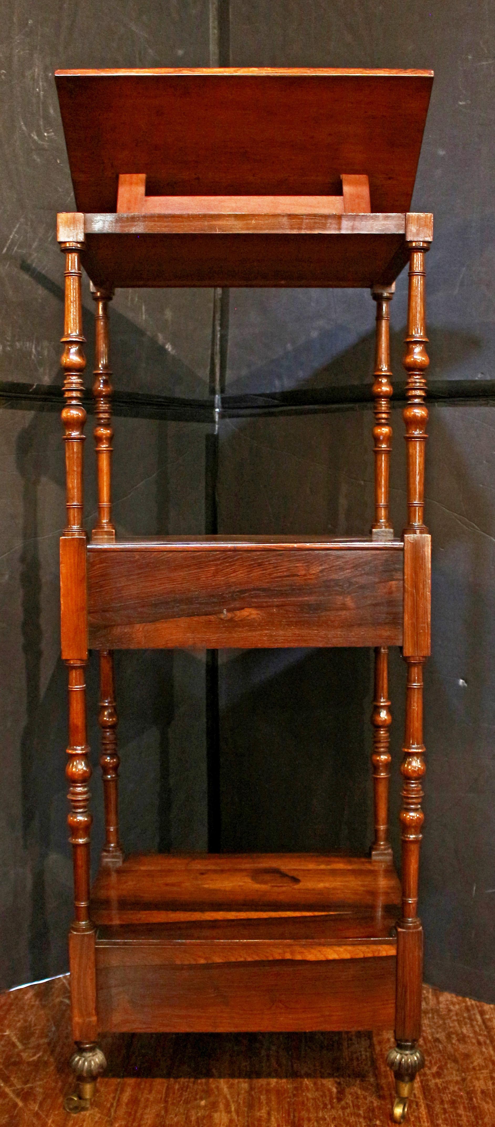 Wood Circa 1810 English Regency Period 3-Tier What-not Stand with Reading Shelf For Sale