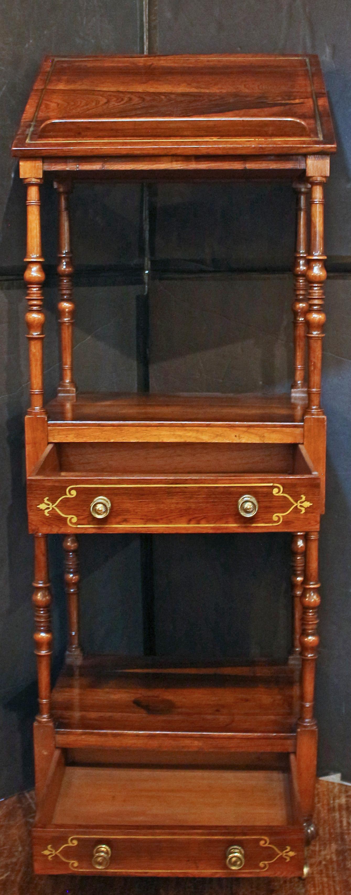 Circa 1810 English Regency Period 3-Tier What-not Stand with Reading Shelf For Sale 2