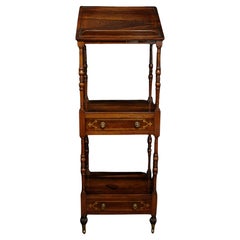 Circa 1810 English Regency Period 3-Tier What-not Stand with Reading Shelf