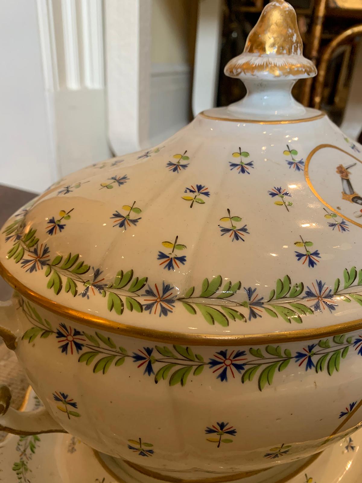 English Sprig Tureen by Chamberlain Worcester, Marked, Nemo Fidelier, circa 1810 For Sale 5