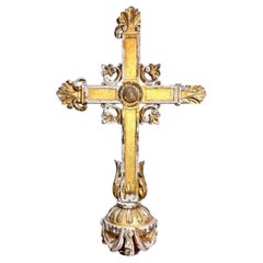 Circa 1810 Neo-gothic Giltwood Processional Cross on Orb