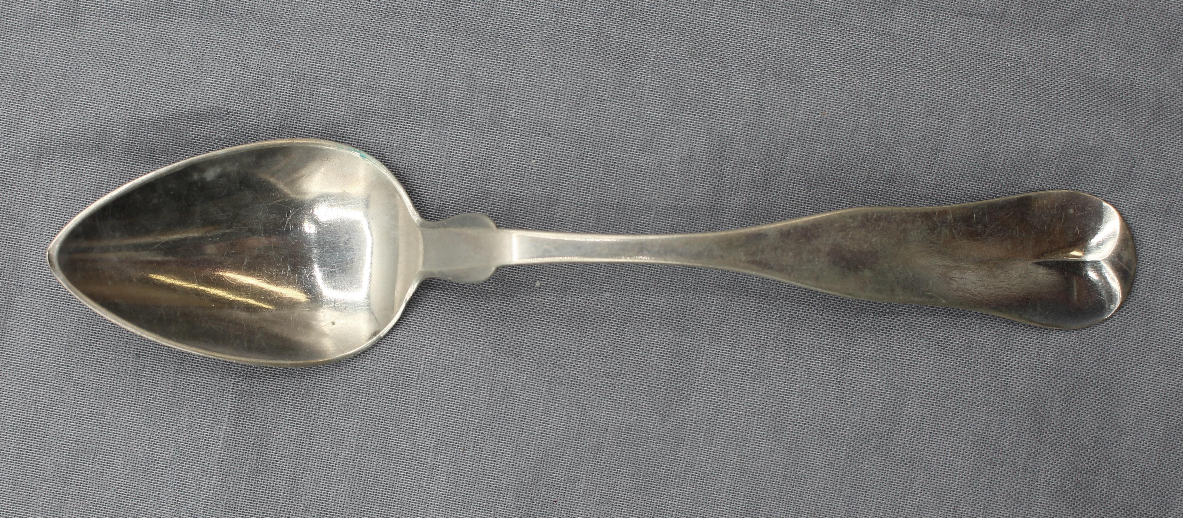 Americano Set di 6 cucchiaini d'argento con moneta di Timothy Gernish, risalente al 1810 circa. in vendita