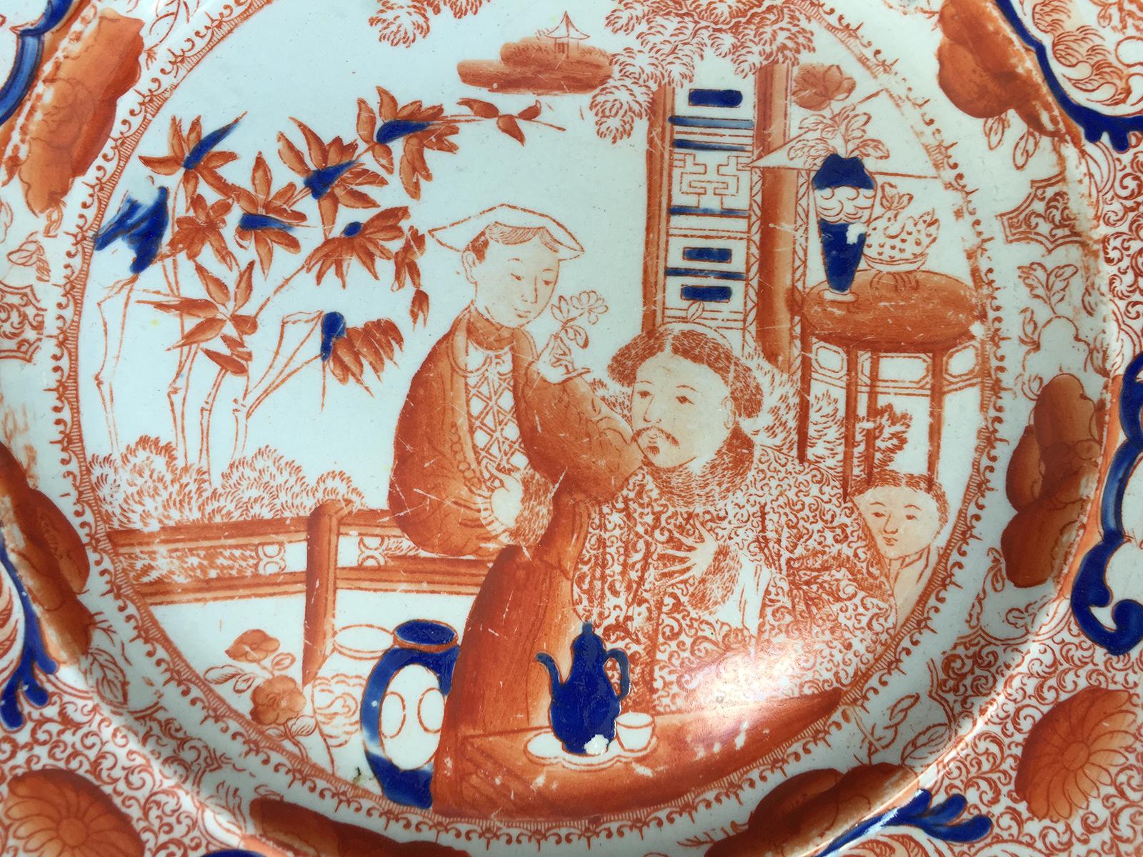 English Ironstone China Imari Style Plates by Masons with Patent Mark circa 1815 In Good Condition For Sale In Atlanta, GA