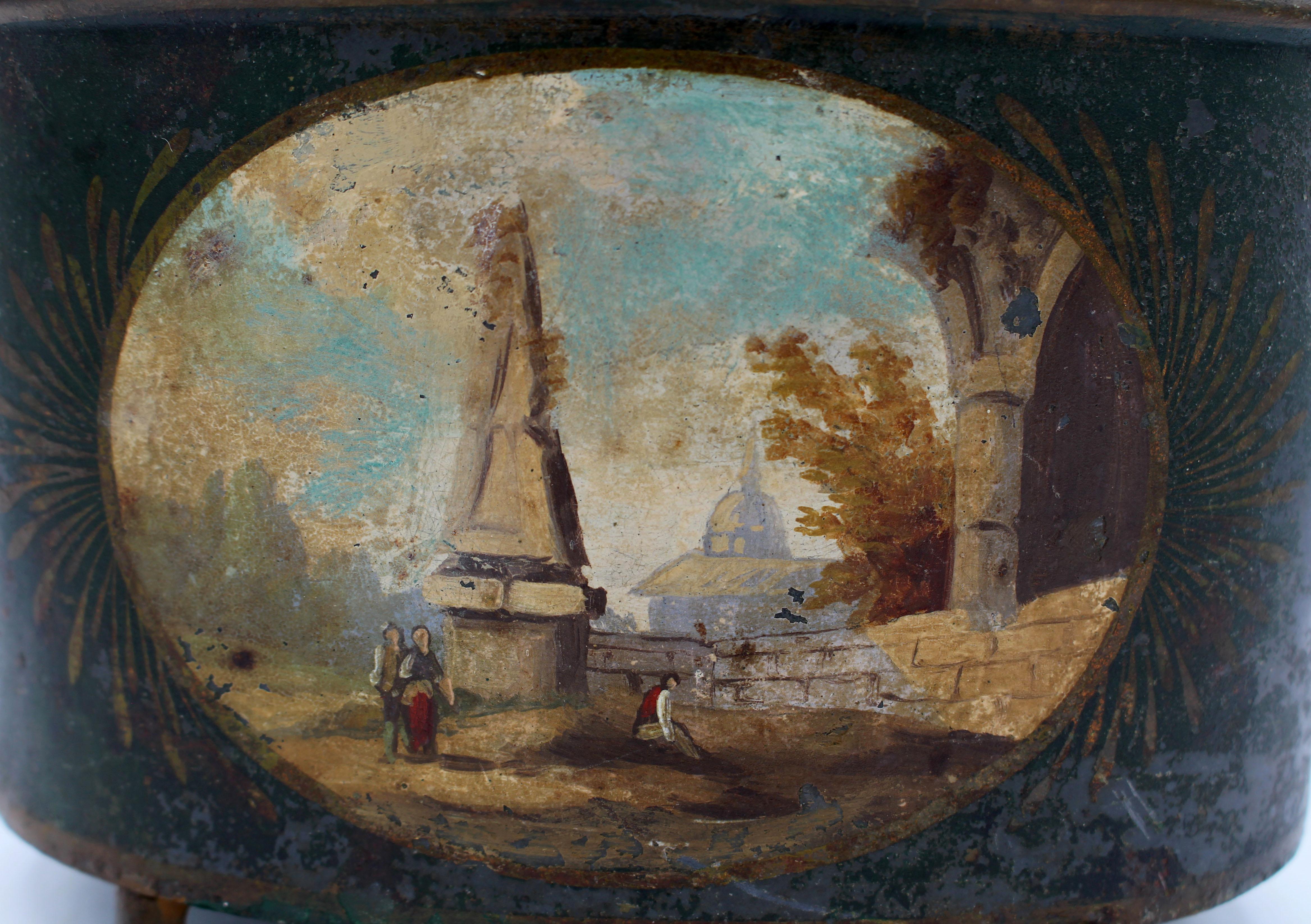 Dipinto a mano CIRCA 1815 Cachepot o Jardiniere ovale francese in tiglio in vendita